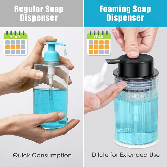 NiHome 14oz Multifunctional Glass Foaming Hand Soap Dispenser - Image 6