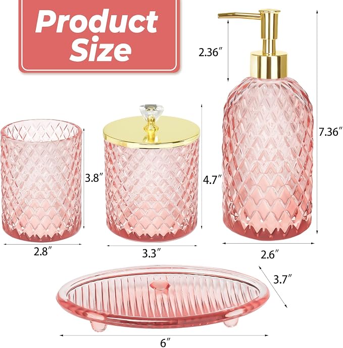 Jenseits Diamond Glass Bathroom Accessories Set 4 Pcs - Image 2