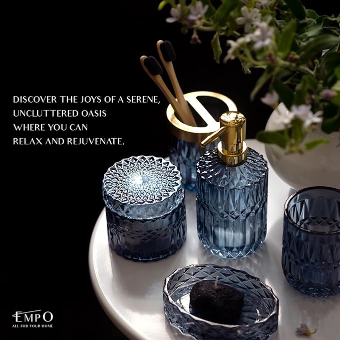 EMPO 6PCS Bathroom Clear Glass Accessories Set, Contemporary Modern Decor - Image 3