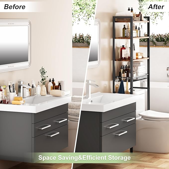 Over-The-Toilet Storage Rack, 4-Tier Bathroom Organizer Shelf Over Toilet - Image 4