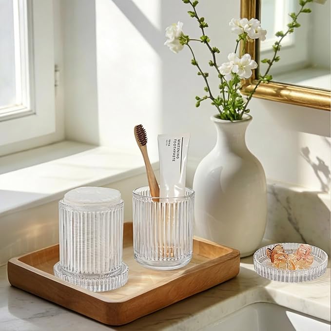 SheeChung 2-Pack Ribbed Glass Apothecary Jars - Image 6