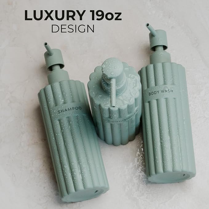 Stylish Shampoo and Conditioner Dispenser Set of 3 - Image 3