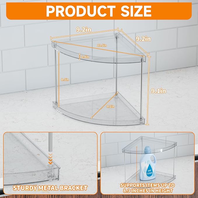 Yieach 2 Tier Corner Bathroom Counter Organizer, Acrylic Bathroom Counter Shelf - Image 3