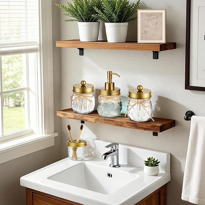 Amolliar Mason Jar Bathroom Accessories Set 4 Pcs -Lotion Soap Dispenser & 2 - Image 6