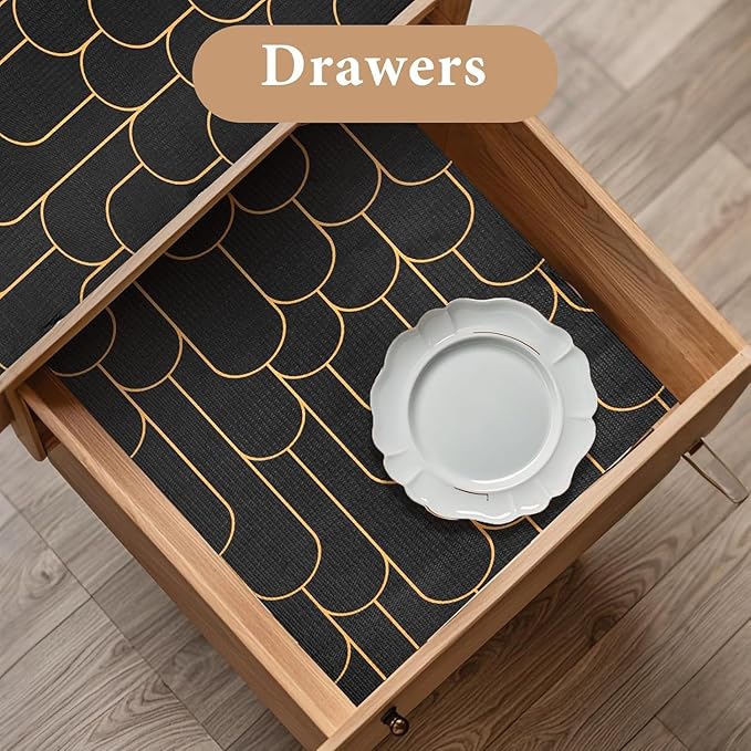 Shelf Liners for Kitchen Cabinets Drawer Liner 17.5in x 20FT Non Adhesive Black - Image 3
