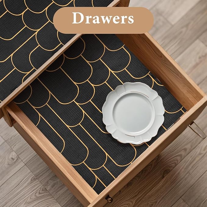 Shelf Liners for Kitchen Cabinets Drawer Liner 23.6in x 20FT Non Adhesive Black - Image 3