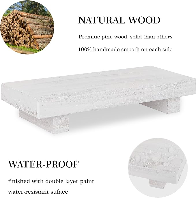 Bathroom Counter Organizer Wood Pedestal Stand Farmhouse Decorative Tray Soap - Image 5