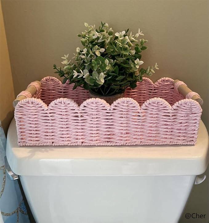 CubesLand Paper Rope Scalloped Edge Gift Basket Empty, Small Living Room - Image 3