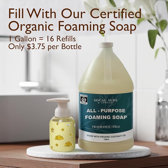 SoCal Suds & Company Foaming Hand Soap Dispenser Glass, Liquid Soap Pump - Image 2