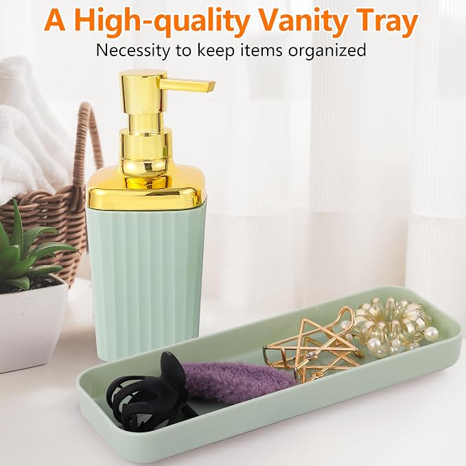 Bathroom Accessory Set, 9 Pieces Light Green Bathroom Accessories Set - Image 6