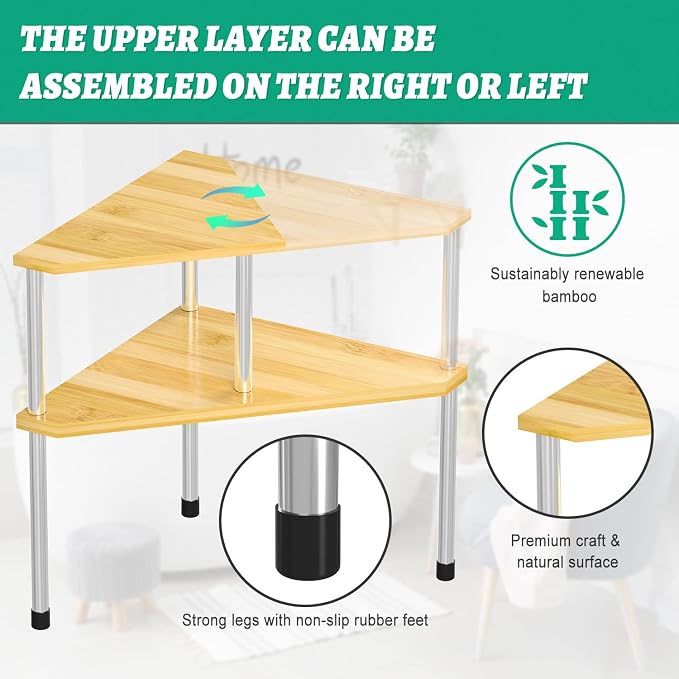 Weenson Bathroom Organizer Countertop Corner Shelf – 2 Tier Bathroom - Image 8