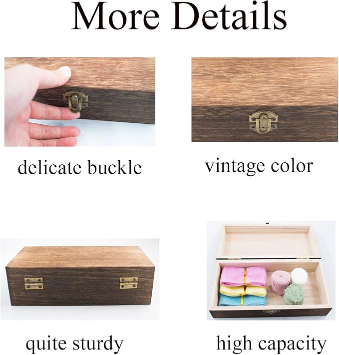 Wood Storage Box with Lid Solid Wood Container Box Decorative Table Large - Image 3