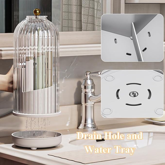 Toothbrush Holders with Cover, Drainage Rotating Electric Toothbrush Organizer - Image 2