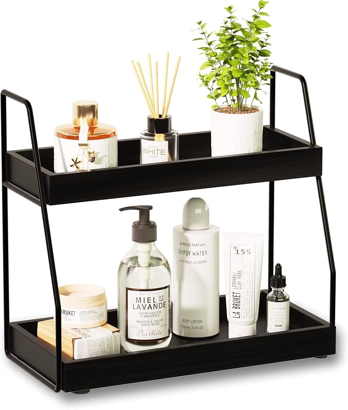 ZGO 2-Tier Modern Bathroom Counter Organizer, Wooden Sink Organizer Shelf by ZGO