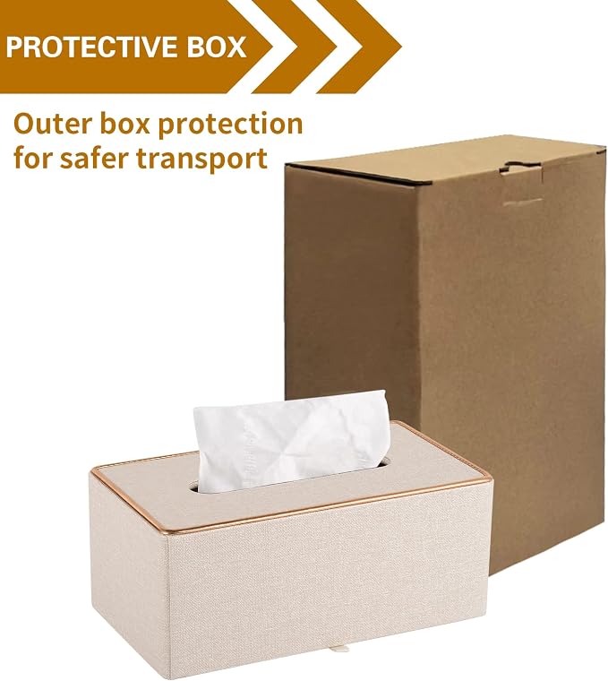 Tissue Box Cover Rectangle Tissue Box Holder PU Leather Facial Organizer - Image 6