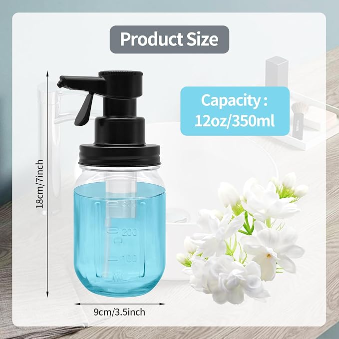 12oz Automatic Touch Sensor Liquid Glass Soap Dispenser, Hands-Free Mason Jar - Image 9