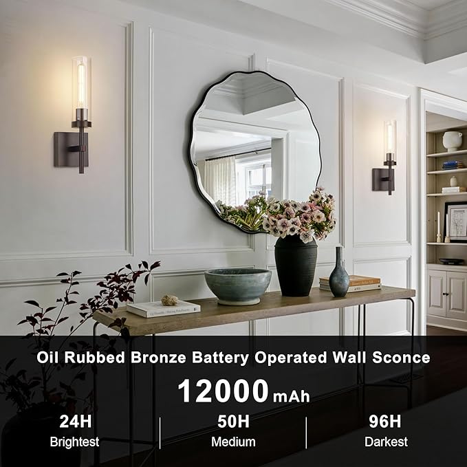 Oil Rubbed Bronze Battery Operated Wall Sconces - Image 2