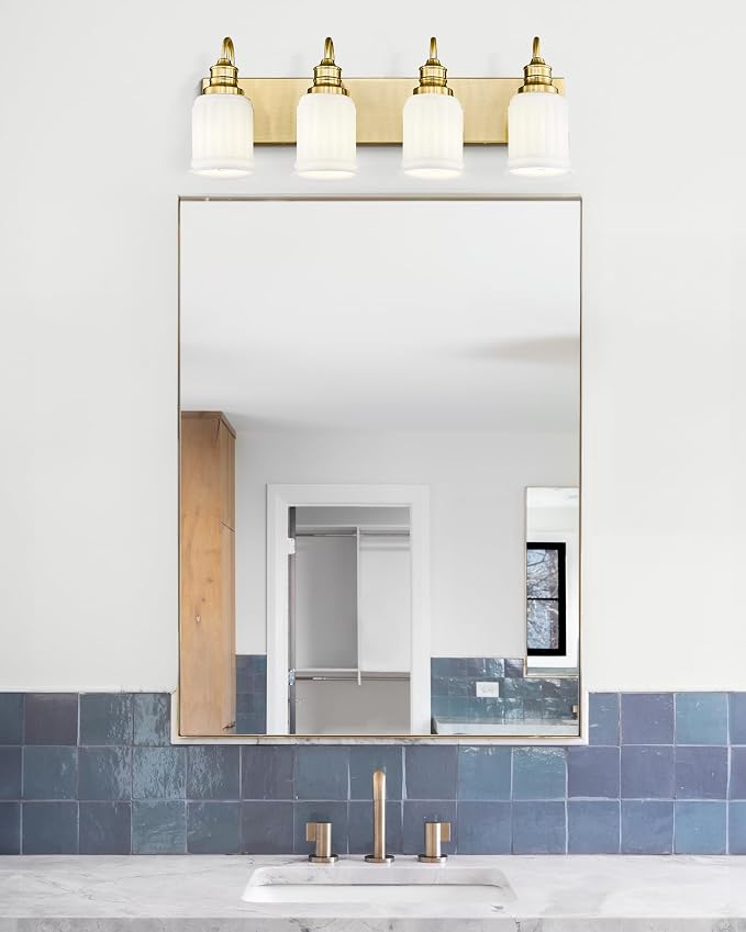 Bathroom Light Fixtures 4-Lights, HWH Brushed Gold Vanity Light Modern Bathroom - Image 7
