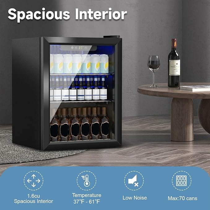 Stopasd Beverage Refrigerator Cooler, 1.7 Cu.Ft/70 Can Drink Fridge - Image 5