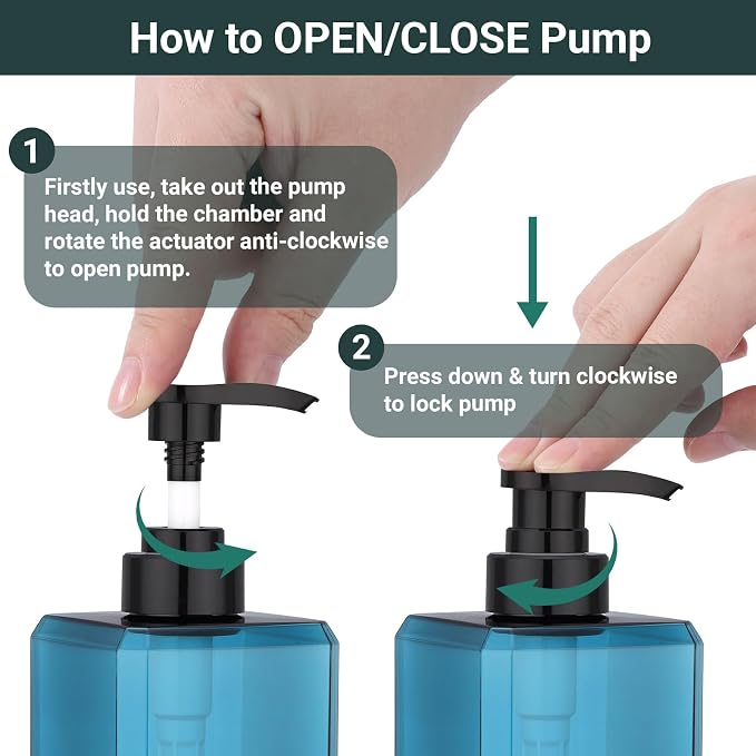 Suream Soap and Lotion Dispenser Set, 27oz/800ml Blue Shampoo and Conditioner - Image 4