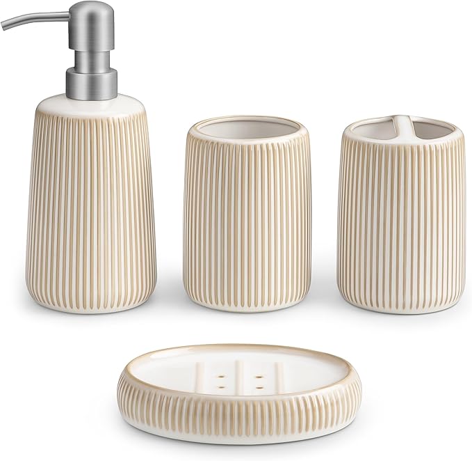 vancasso Ceramic Bathroom Accessories Set 4 Piece, Soap Dispenser by vancasso