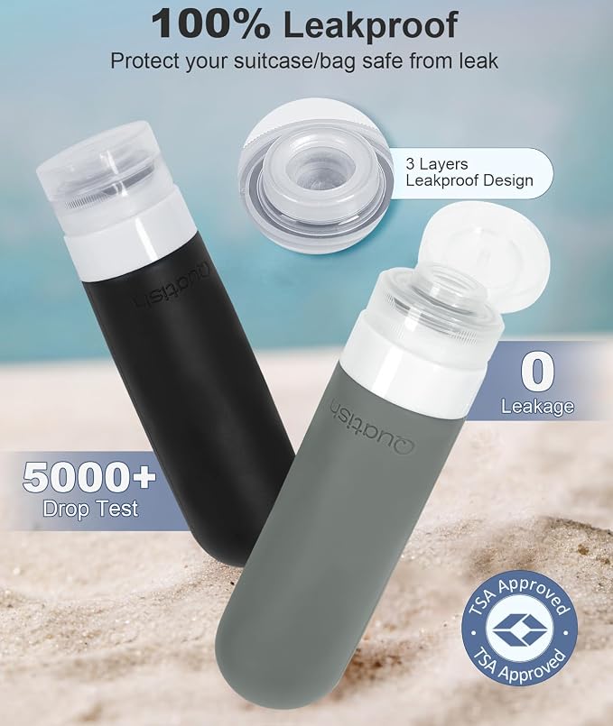 Quatish Travel Bottles for Toiletries 6 Pack, Original Patented Leakproof 3 oz - Image 3