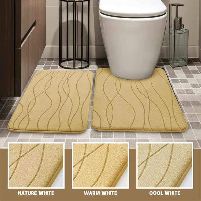YIHOUSE Memory Foam Bathroom Rug Sets 2 Piece, Ultra Absorbent Bath Mat - Image 4