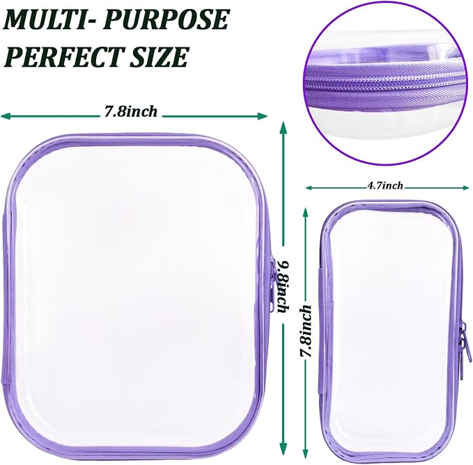 3 Pcs Clear Hard Zipper Case, Hard Shell Plastic Clear Organizer Bag, - Image 2