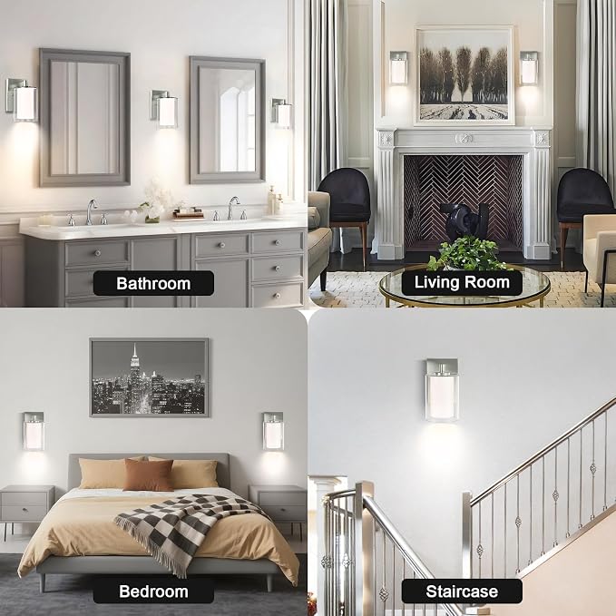 Wall Sconces Set of Two: Bathroom Sconce of 2, E26 Base Hardwired Farmhouse - Image 7