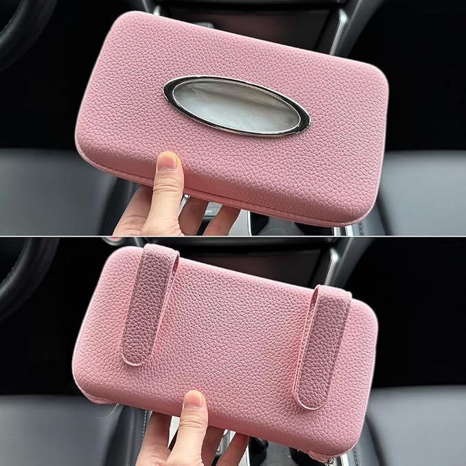 Sun Visor Tissue Holder, Zipper Napkin Holder, PU Leather Backseat Tissue Case - Image 5
