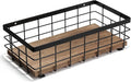TJ.MOREE Small Metal Wire Basket, Decorative Wood Base Organizer by TJMOREE