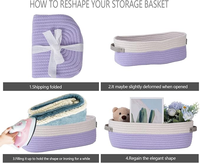 2 Pack Small Cotton Rope Woven Basket Toilet Paper Baskets - Image 7