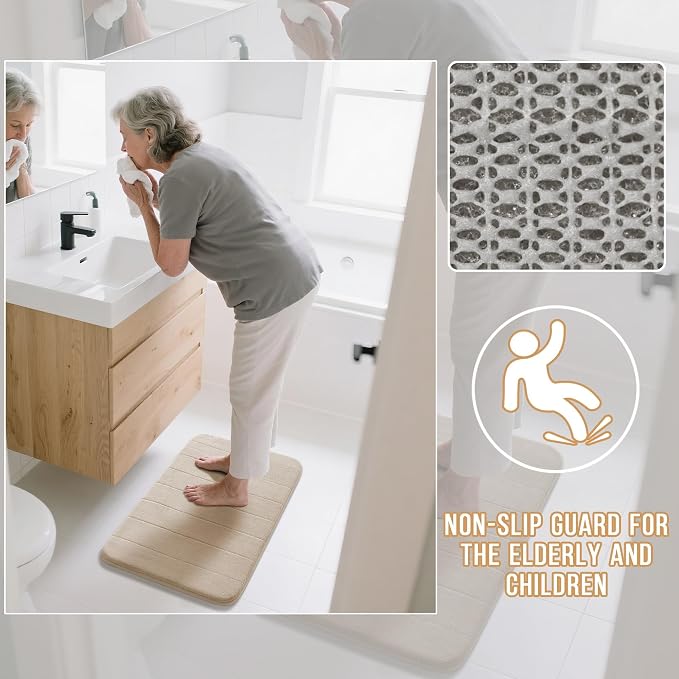 Yimobra Large Bath Mat Set 2 Piece- Super Soft Absorbent Quick Dry Memory Foam - Image 5