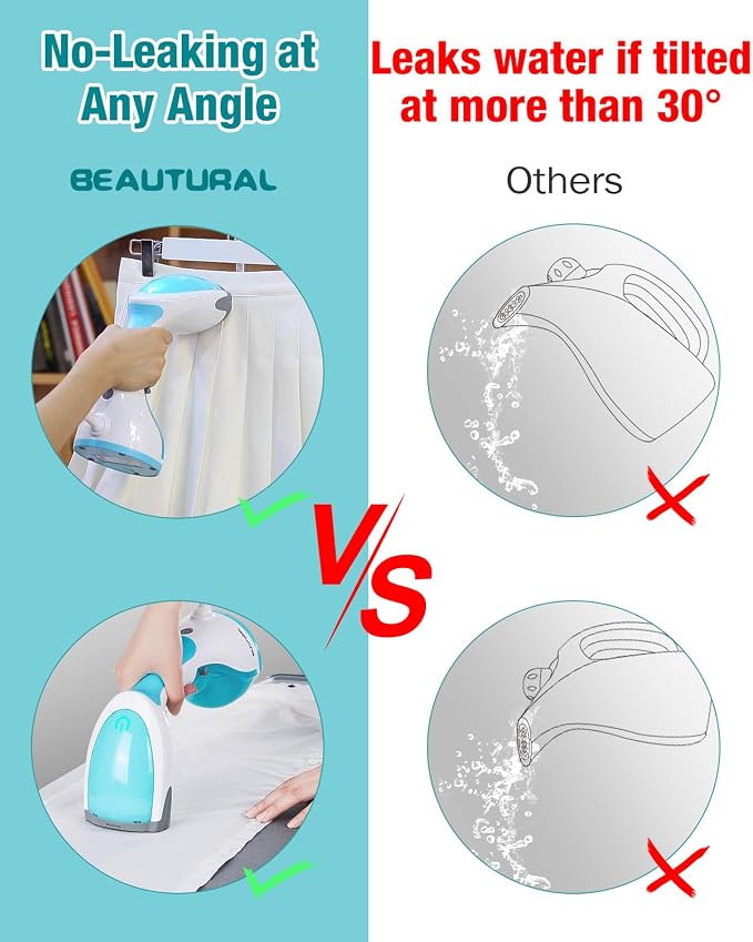 BEAUTURAL Steamer for Clothes, Portable Handheld Garment Fabric Wrinkles Remover - Image 3