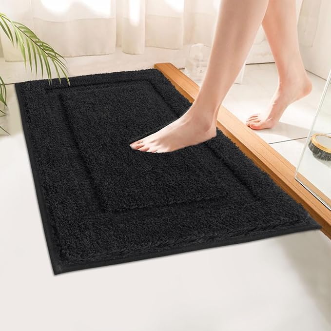 SHACOS Black Bathroom Rugs Set of 2 Pieces - Image 9