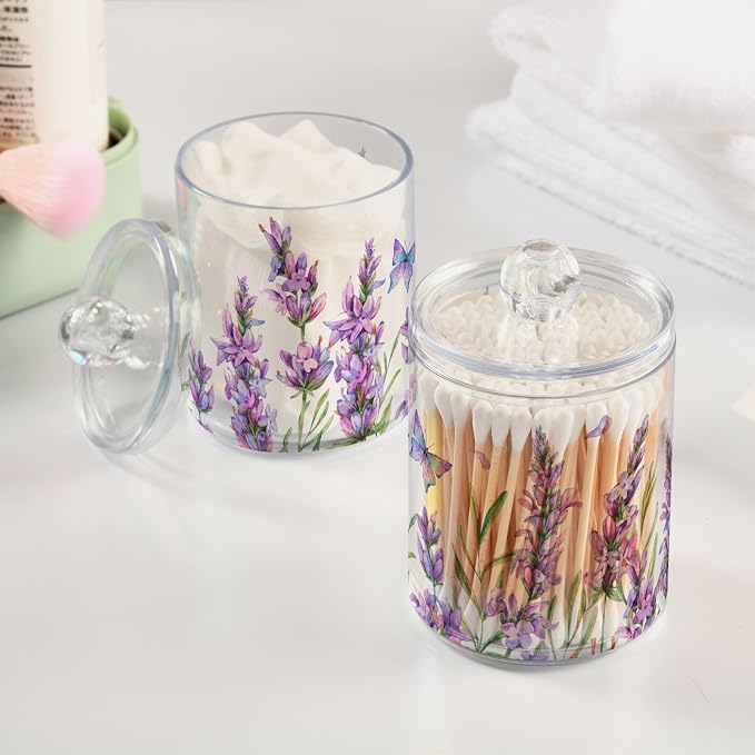 ALAZA Purple Toothbrush Holder 2 Pack Qtip Holder Dispenser - Image 2