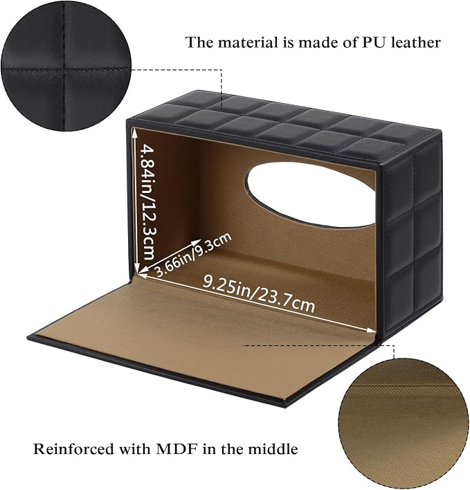 Tissue Box Cover Rectangle Tissue Box Holder PU Leather Facial Organizer - Image 5