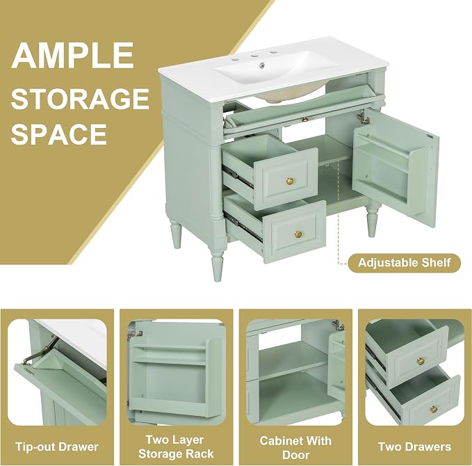 Harper & Bright Designs 36" Bathroom Vanity - Image 5