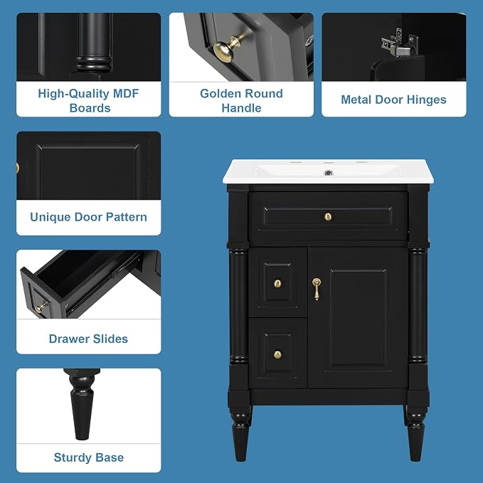 Harper & Bright Designs 24" Bathroom Vanity - Image 8
