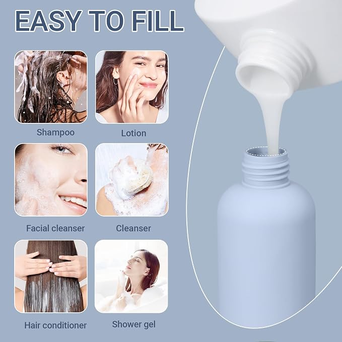 6.8oz Travel Bottles for Toiletries, Empty Plastic Squeeze Bottles - Image 2
