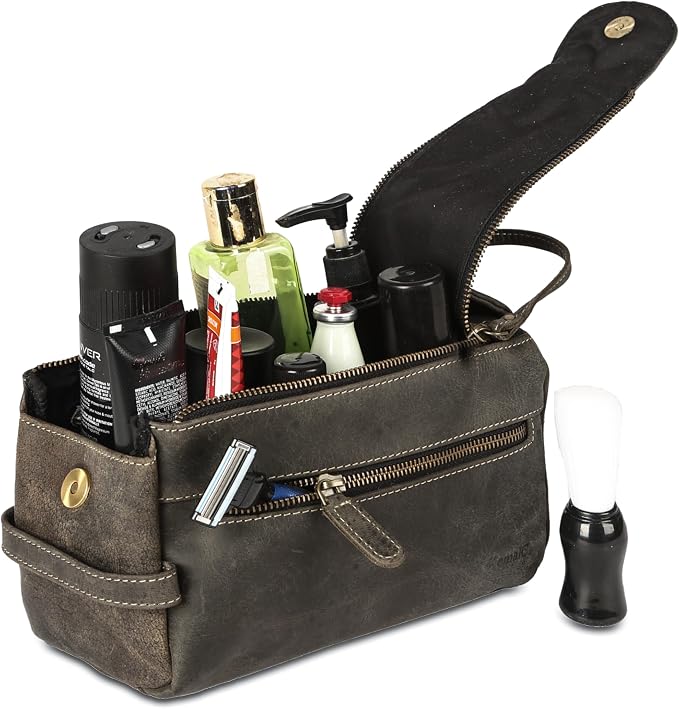 KomalC Premium Buffalo Leather Toiletry Bag - Image 6