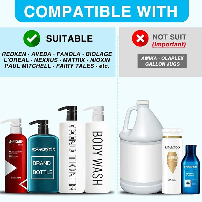 4-Pack Shampoo Pump for Liter 33.8 oz Shampoo and Conditioner Pump Dispenser - Image 3