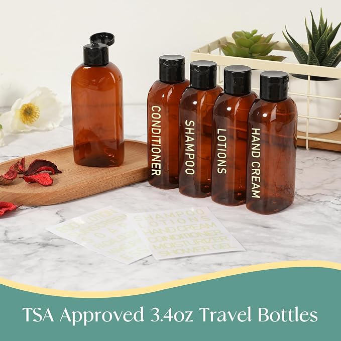 5 Pack Travel Bottles for Toiletries, 3.4oz TSA Approved Travel Size Containers - Image 3