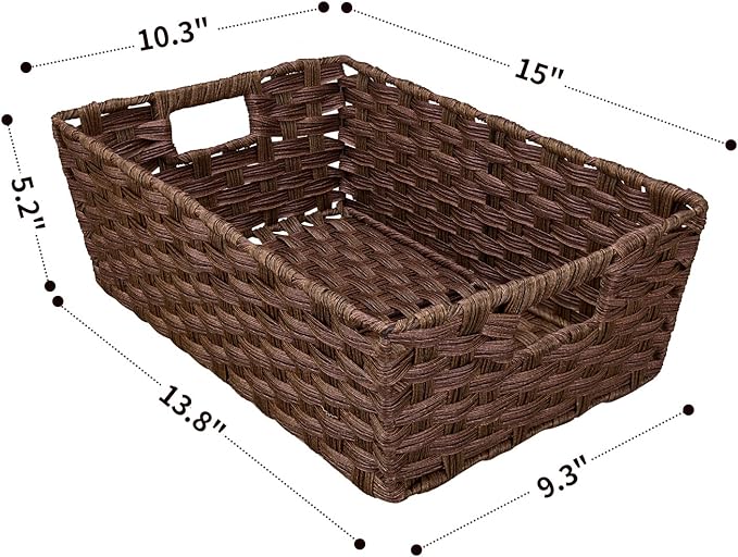 Large Wicker Storage Basket, Metal Frame, Washable Waterproof, Woven Basket - Image 2