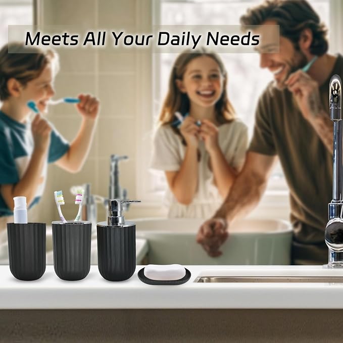 Black Bathroom Accessories Set, 9-Piece Bathroom Accessory Sets Complete - Image 5