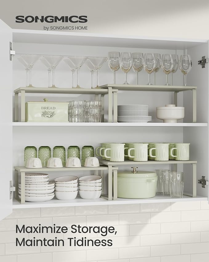 SONGMICS Cabinet Organizer Shelf, Kitchen Storage, Spice Rack, Expandable - Image 2