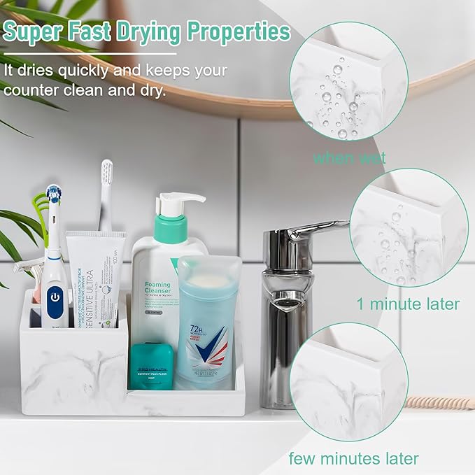 Diatomite Toothbrush Holders for Bathrooms, Quick Dry Electric Tooth Brush and - Image 3