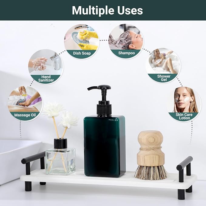 Suream 9.5oz Refillable Pump Press Bottles, Plastic Shampoo and Conditioner - Image 5