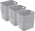 Sterilite 12-Pack Tall Weave Basket, Wicker-Style Plastic Open Storage Bin by Sterilite