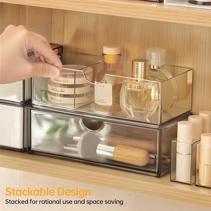 Medicine Cabinet Organizer 2 Pack, Stackable Storage Drawers - Image 5